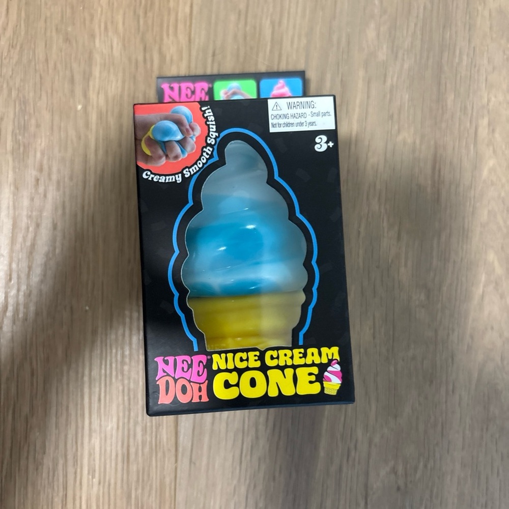 Needoh Nice Cream Cone Squishy Stress Toy - Blue & Yellow